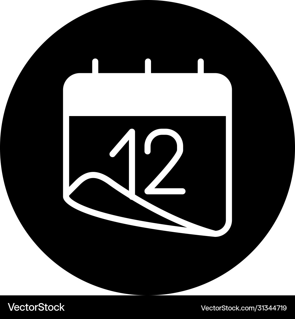 Calendar with 12 number icon block style vector image