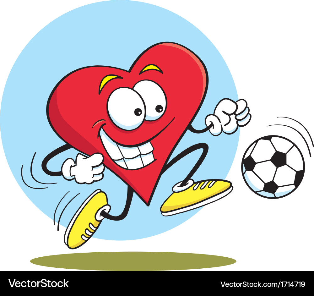 Cartoon Heart Playing Soccer Vector Image