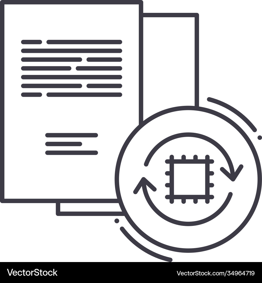 Data processing system icon linear isolated Data processing system icon linear isolated vector image