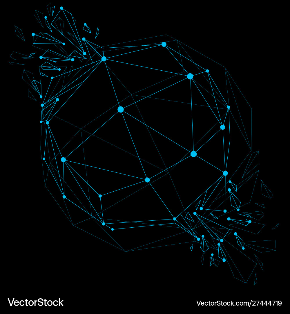 Dimensional wireframe luminescent object Vector Image