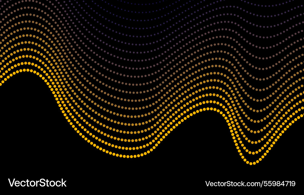 Dynamic particle waves in yellow halftone Dynamic particle waves in yellow halftone vector image