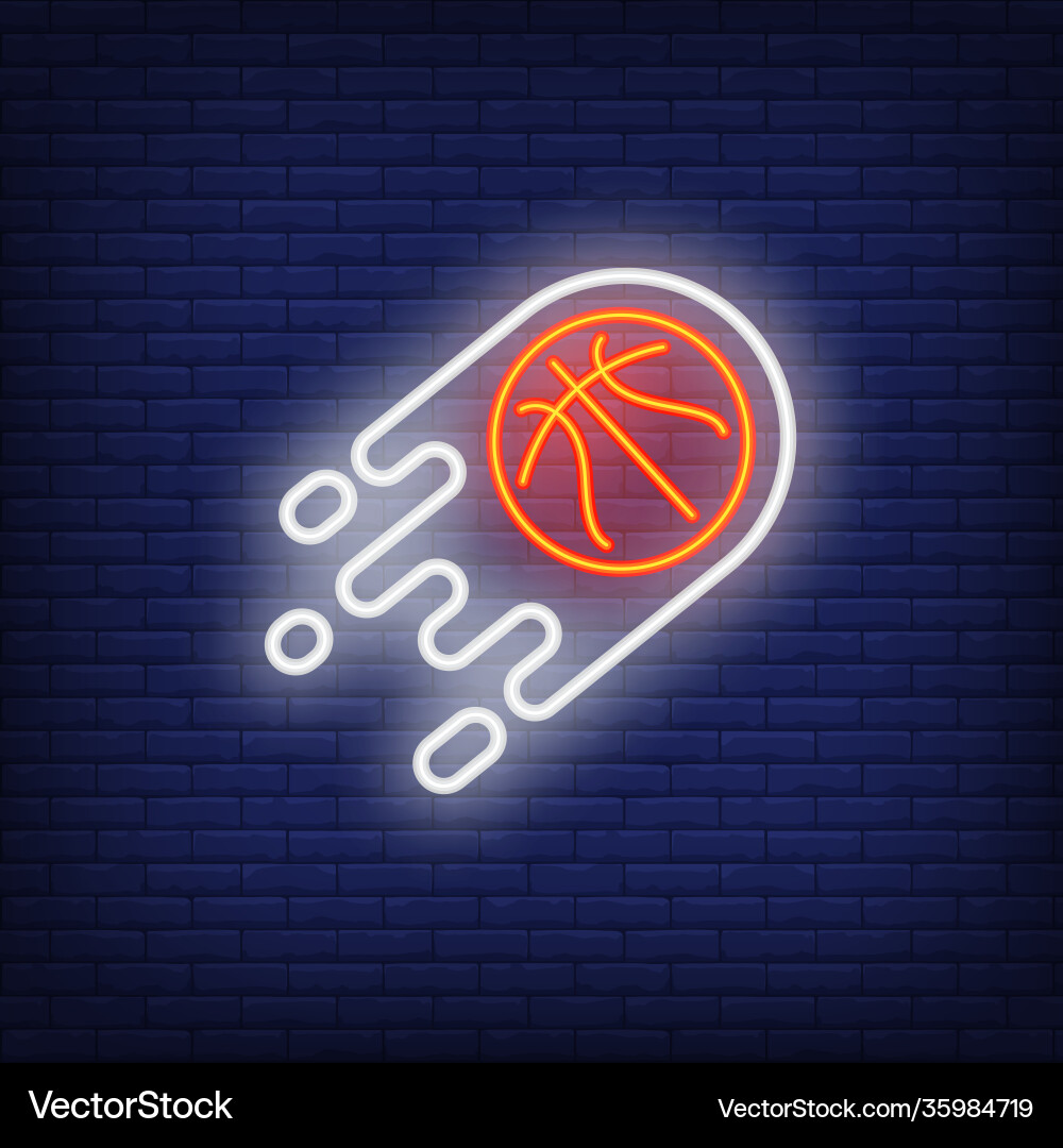 Fliegen Basketball Neon Zeichen Fliegen Basketball Neon Zeichen vektorbild