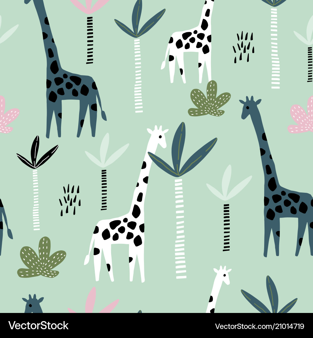 Giraffe Palm Pattern Vector Image