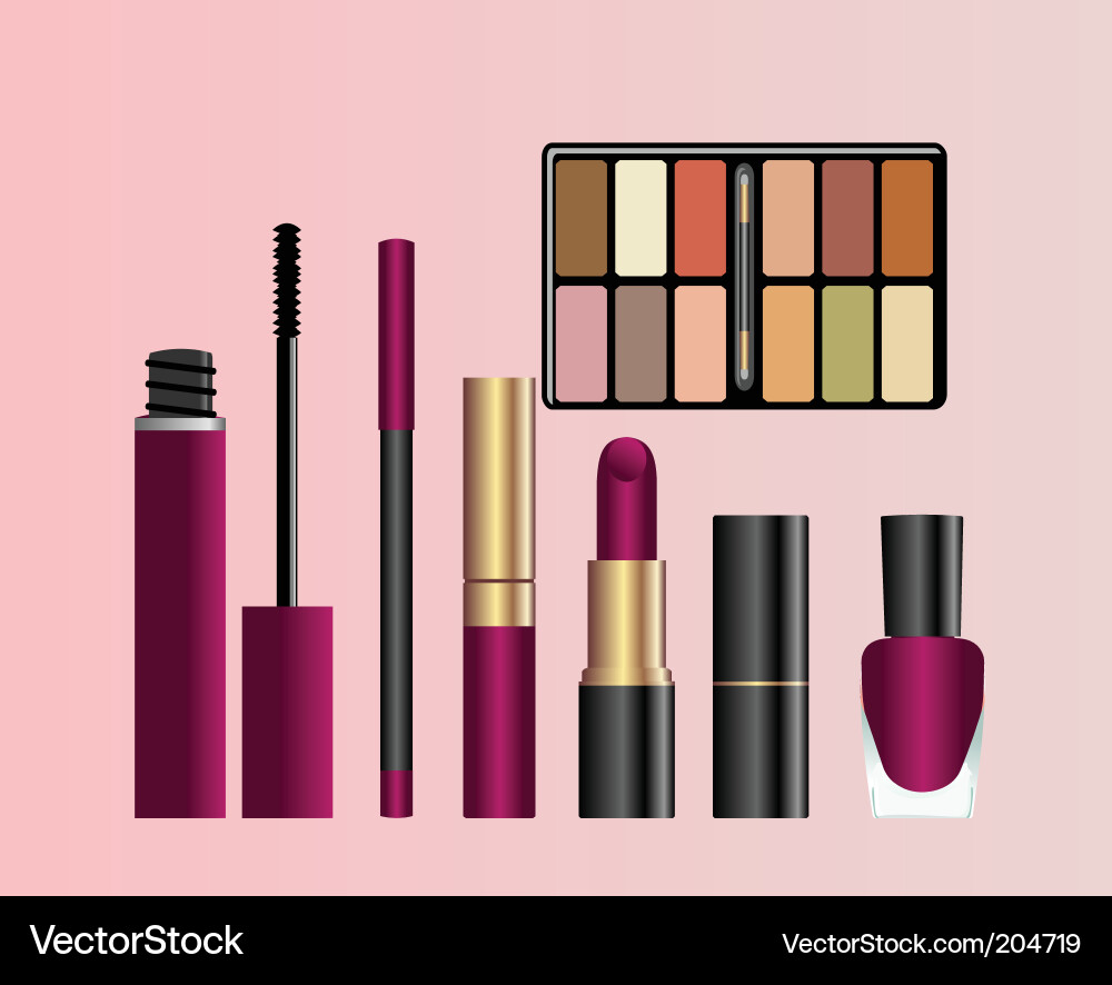 Make-up und Kosmetikprodukte Vektorbild