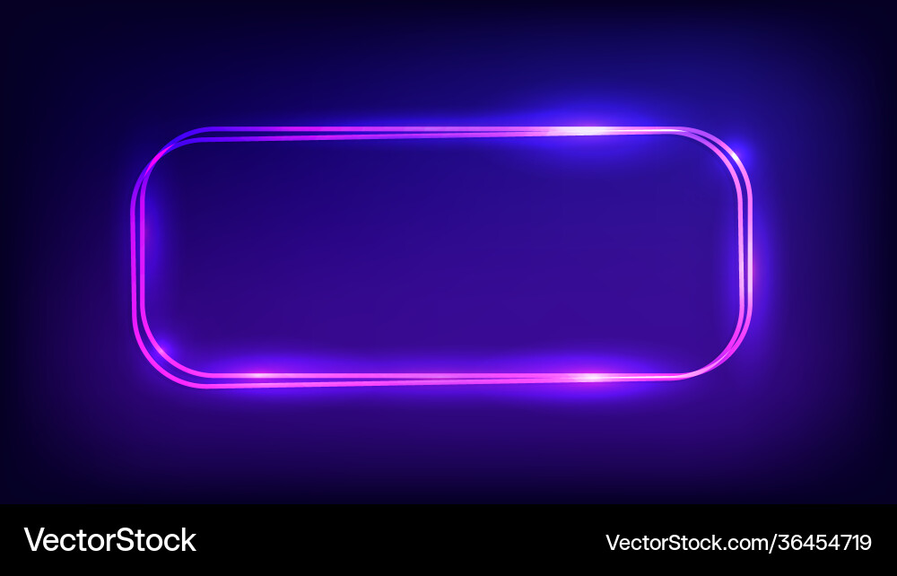 Neon double rounded rectangular frame Neon double rounded rectangular frame vector image