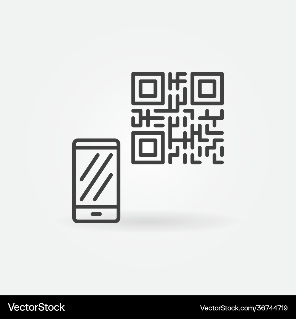 Qr code with smartphone thin line concept vector image
