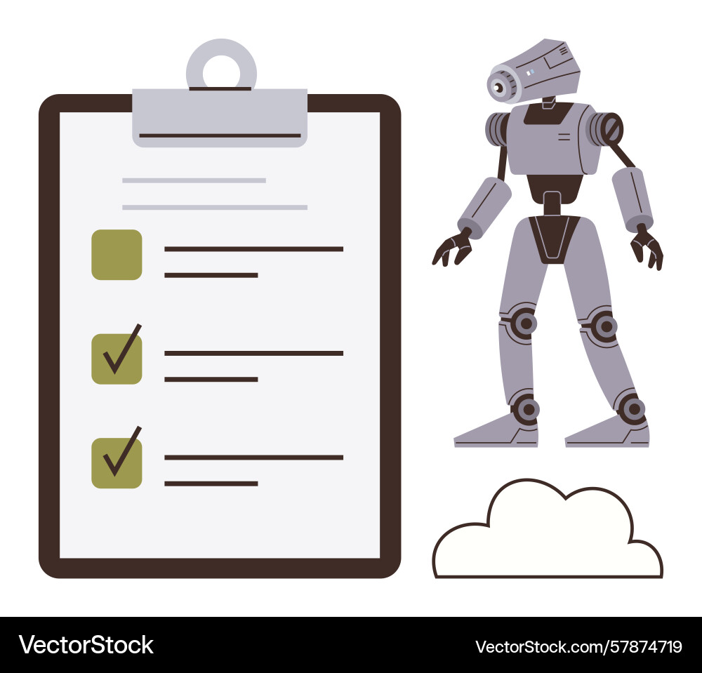 Robot and checklist highlighting automation ai Robot and checklist highlighting automation ai vector image