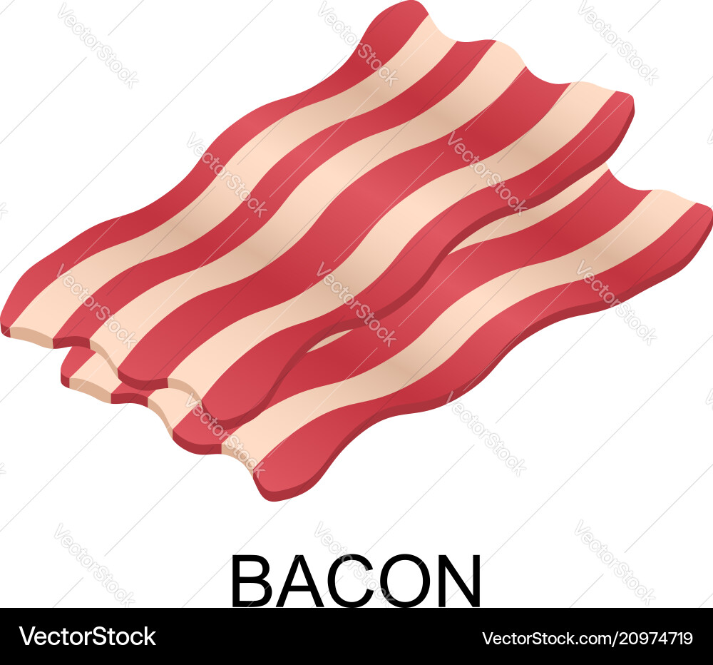 Slice of bacon icon isometric style Slice of bacon icon isometric style vector image