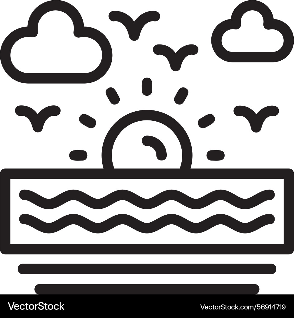 Sunset linear style icon design Vector Image