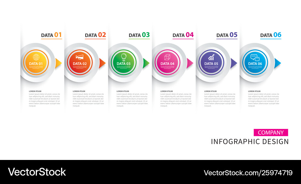 Timeline Data Circles - Workflow Chart vector image