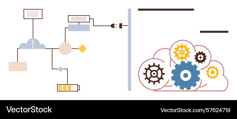 Workflow automation process with cloud integration Workflow automation process with cloud integration vector image