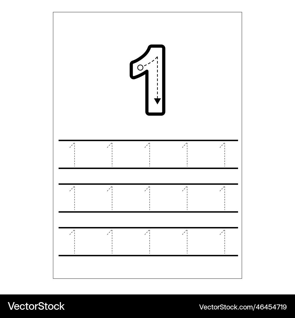 Writing numbers practice how vector image