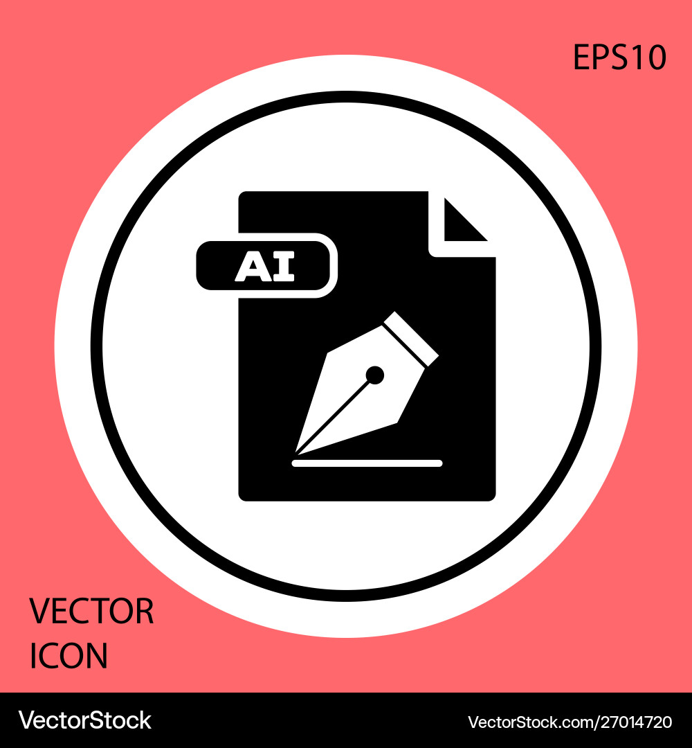 Black ai file document download button icon vector image