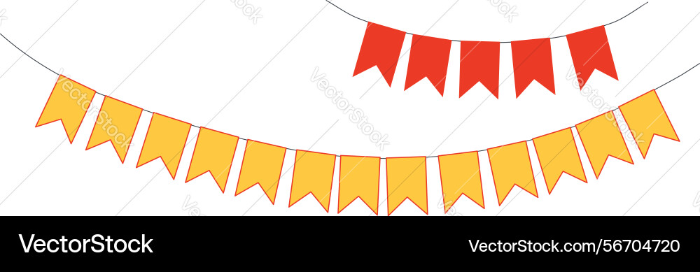 Bunting little flags hanging on string isolated Bunting little flags hanging on string isolated Vector Image