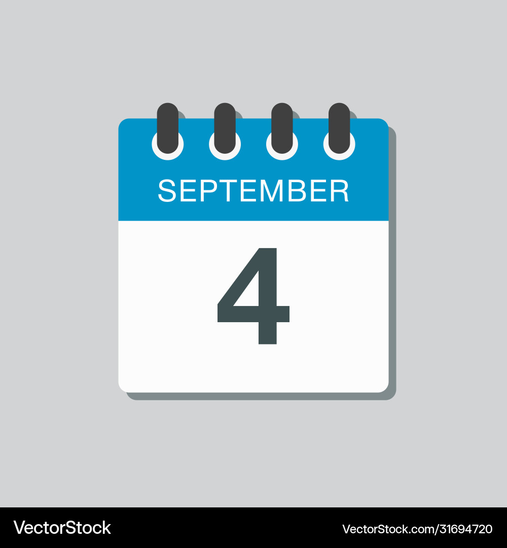 Calendar icon day 4 september template date days Vector Image