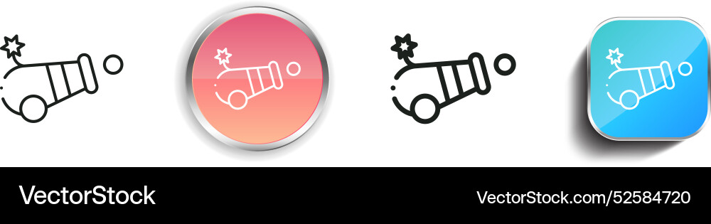Cannon icon thin linear regular and button style vector image