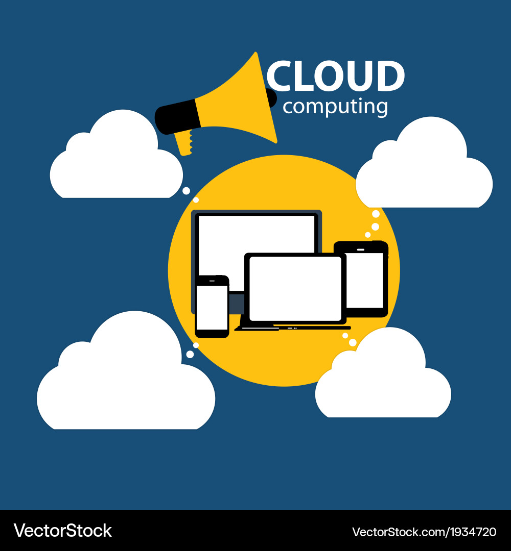 Cloud computing concept on different electronic vector image