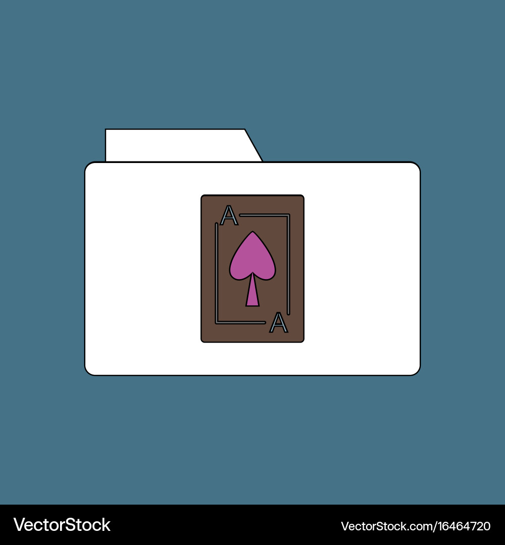 Flat icon design collection playing card on folder vector image