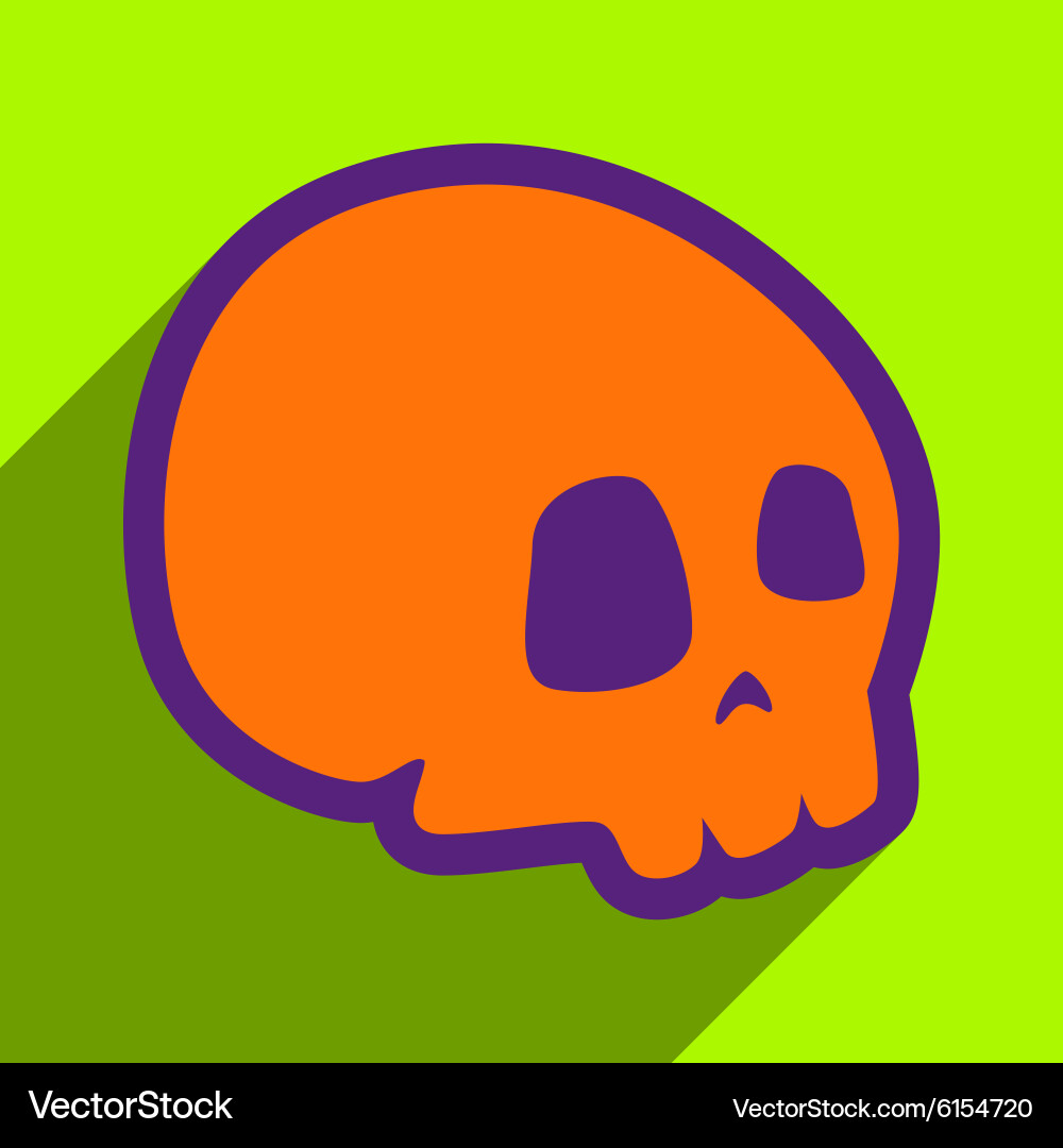 Flat with shadow icon and mobile application skull Vector Image