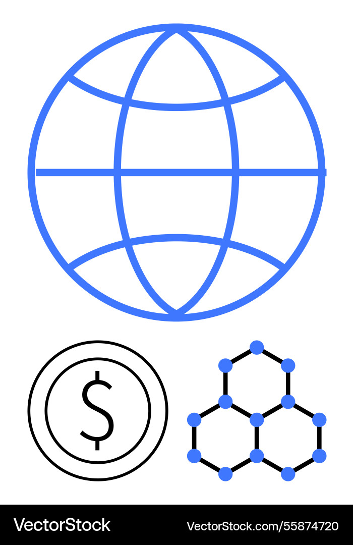 Global connectivity with blockchain and financial Global connectivity with blockchain and financial vector image