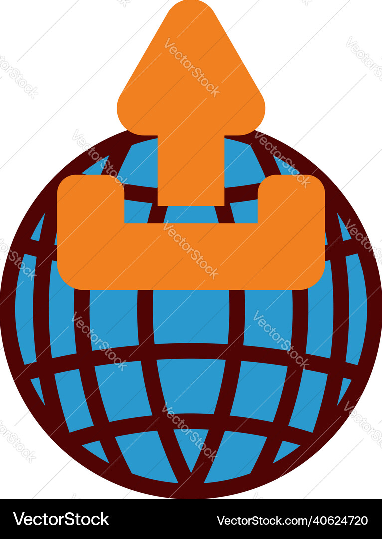 Globe with upload symbol icon Globe with upload symbol icon Vector Image