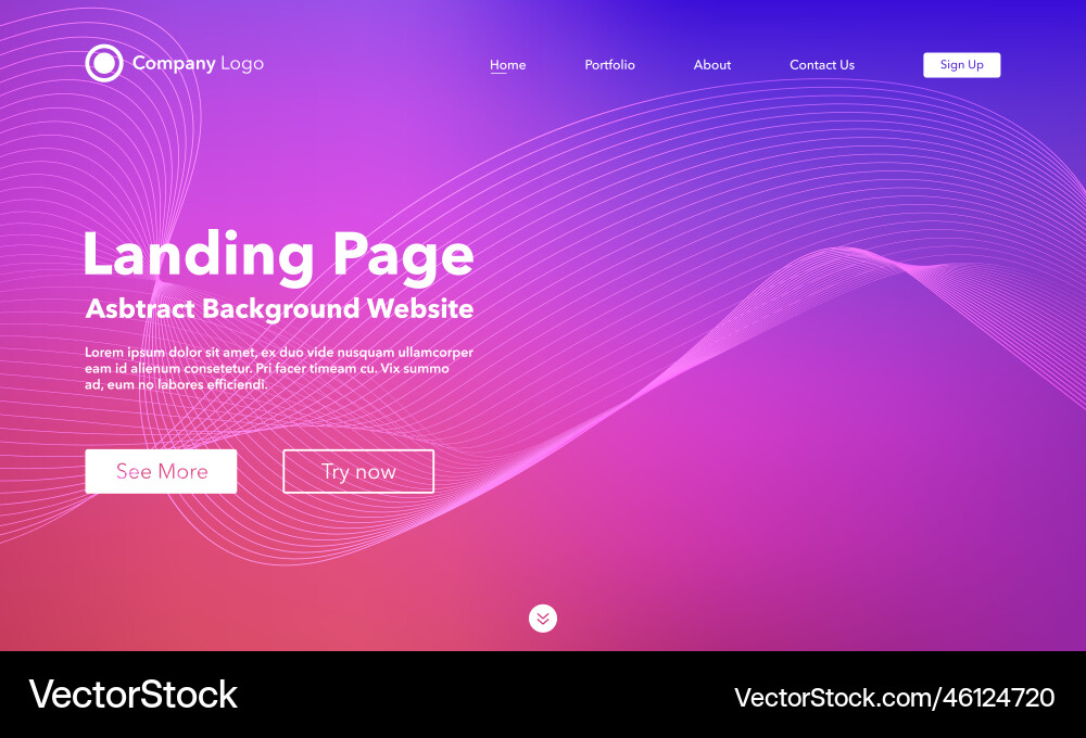 Gradient abstract wave background landing page Gradient abstract wave background landing page Vector Image