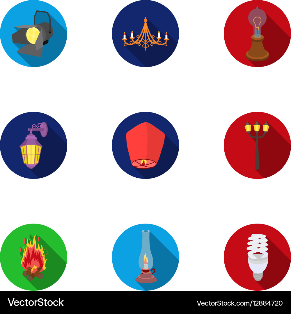 Light source set icons in flat style big Vector Image