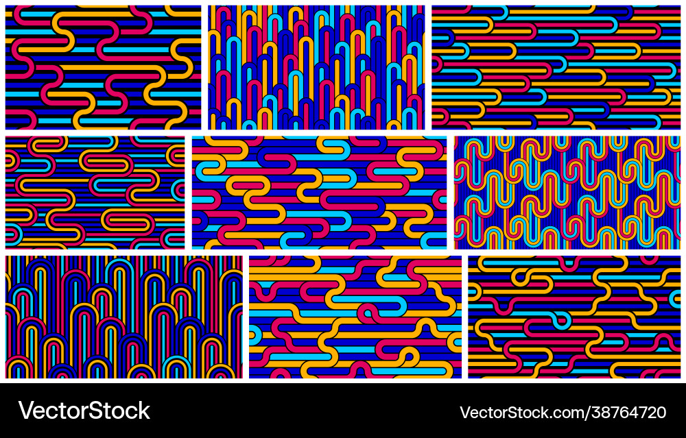 Lined seamless patterns with twisted lines Vector Image