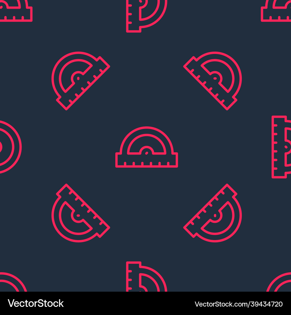 Red line protractor grid for measuring degrees Red line protractor grid for measuring degrees vector image