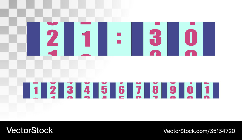 Set numbers electronic counter on a transparent Set numbers electronic counter on a transparent vector image