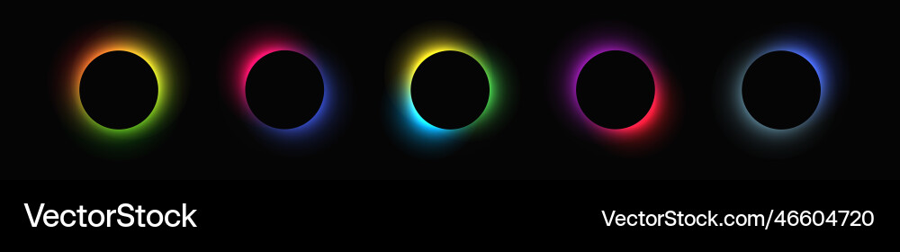 Set of circle illuminate light frames with color Set of circle illuminate light frames with color vector image
