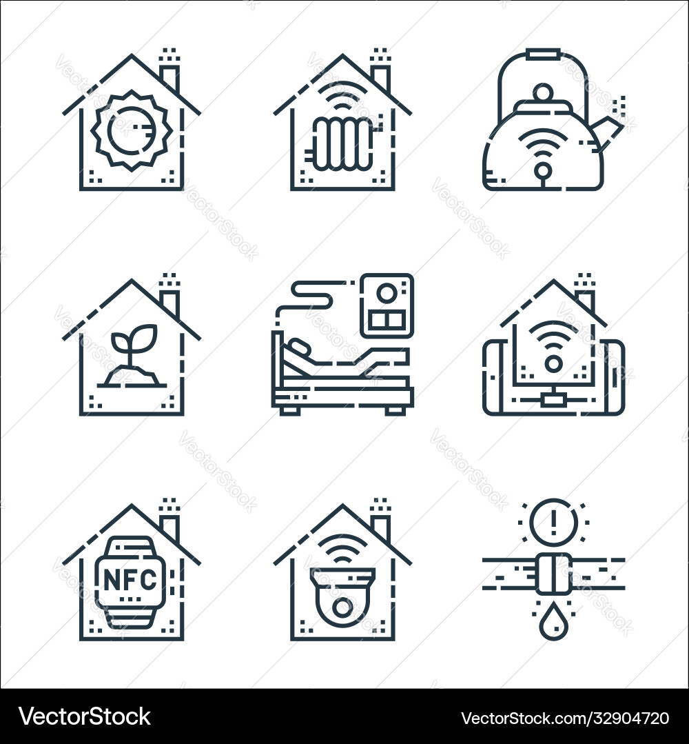 Smarthome line icons linear set quality Vector Image