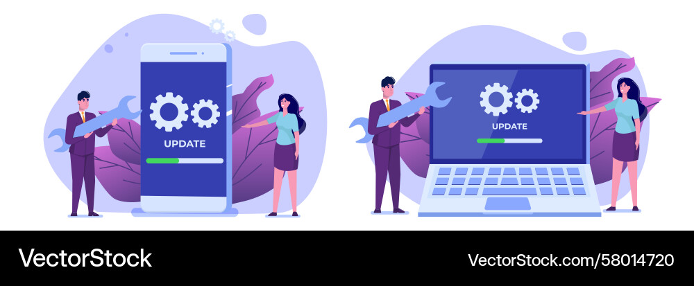 System Update Concepts - Flat Style Vector Image