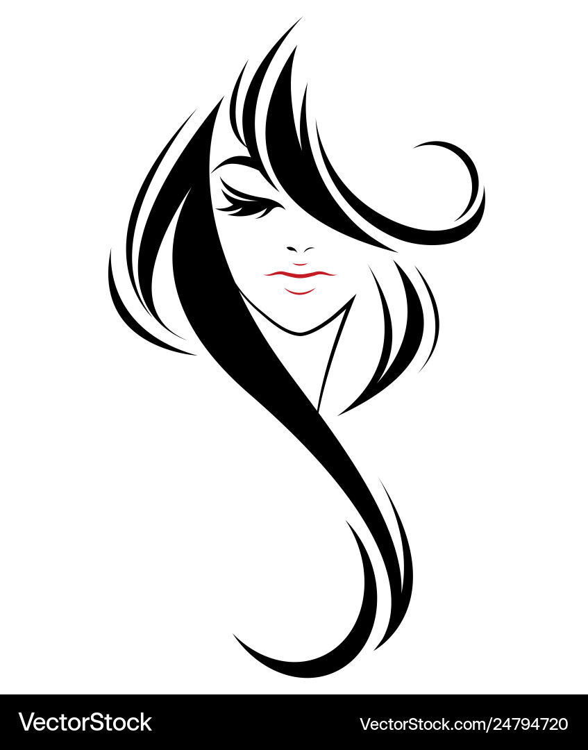 Woman with Long Hair – Beauty Icon Vector Image