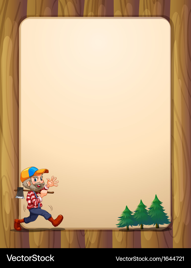 A woodman walking with an axe in front Vector Image