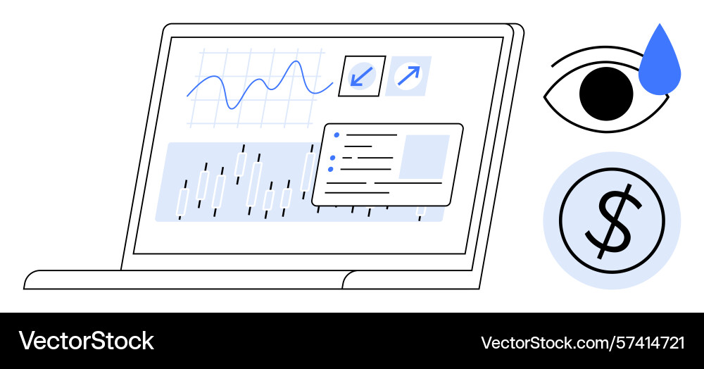 Analyzing business metrics with graphs Analyzing business metrics with graphs Vector Image