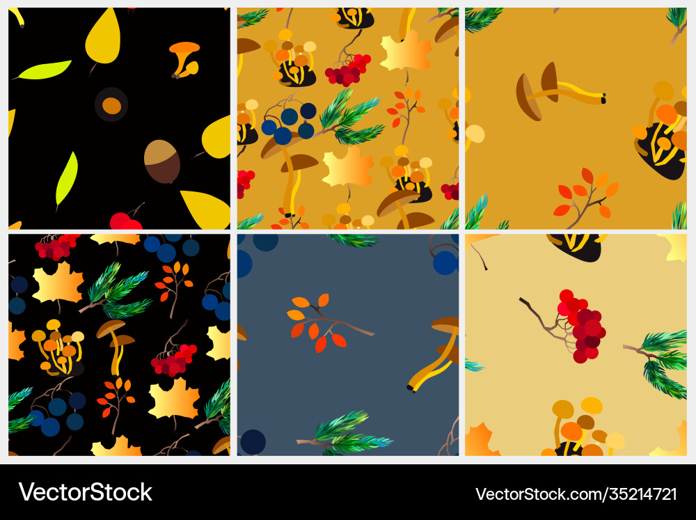 Autumn seamless pattern set with berries Autumn seamless pattern set with berries vector image