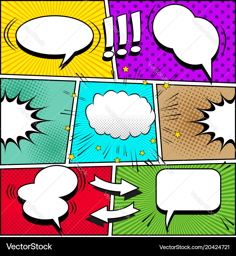 Comic Book Page Elements Vector Image