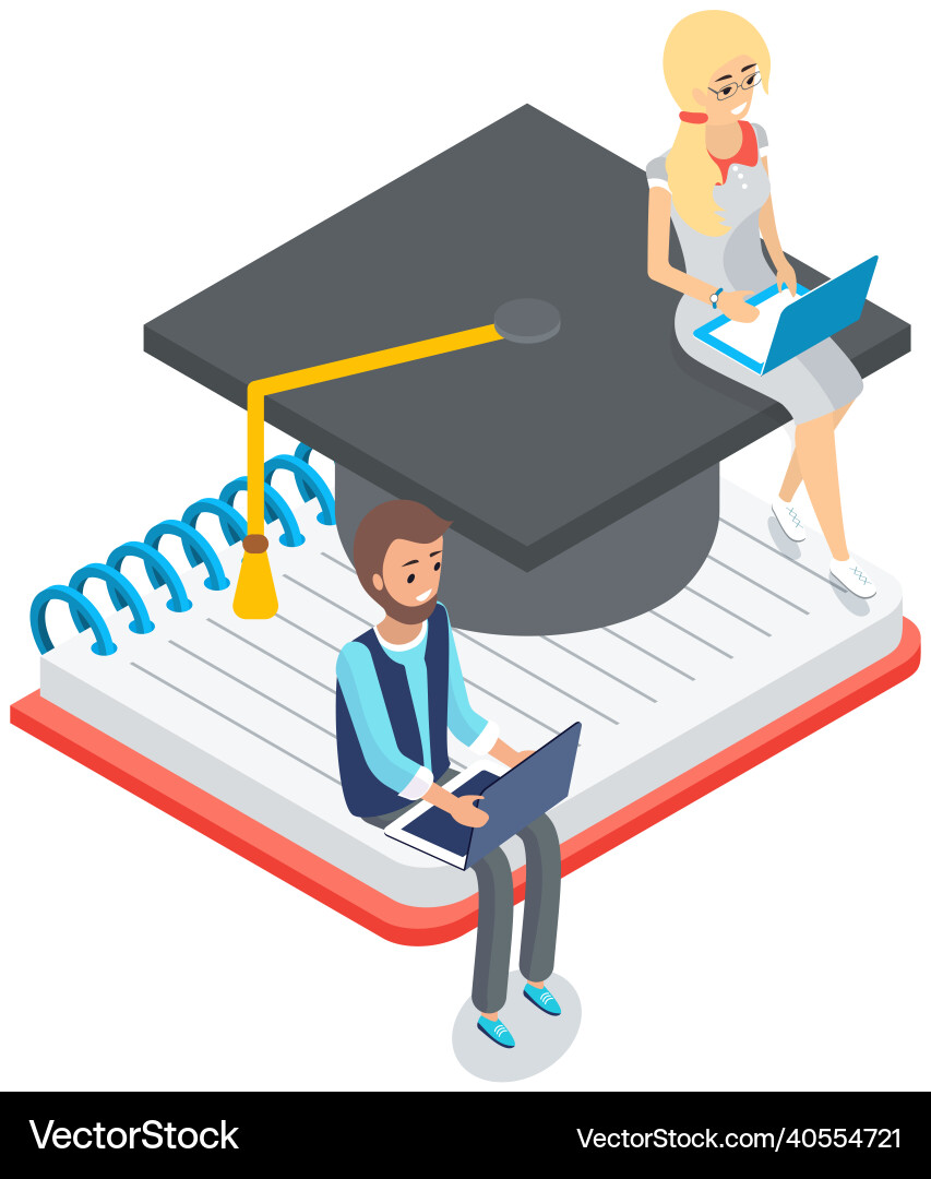 Concept of distance tutorials studying course Vector Image