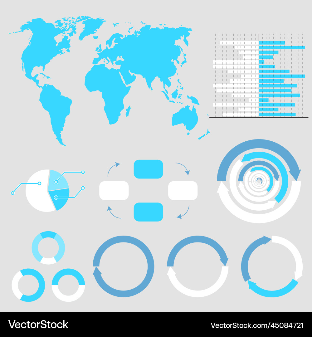 Dashboard with world map statistic chart vector image