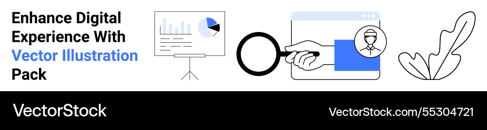 Data analysis search and web elements with clean Data analysis search and web elements with clean vector image