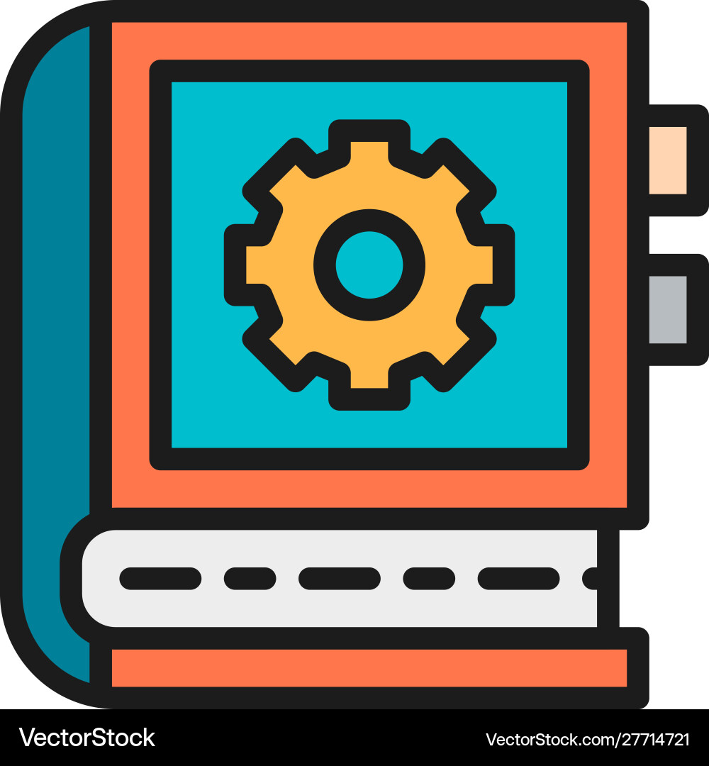 Engineering instruction book flat color Engineering instruction book flat color Vector Image
