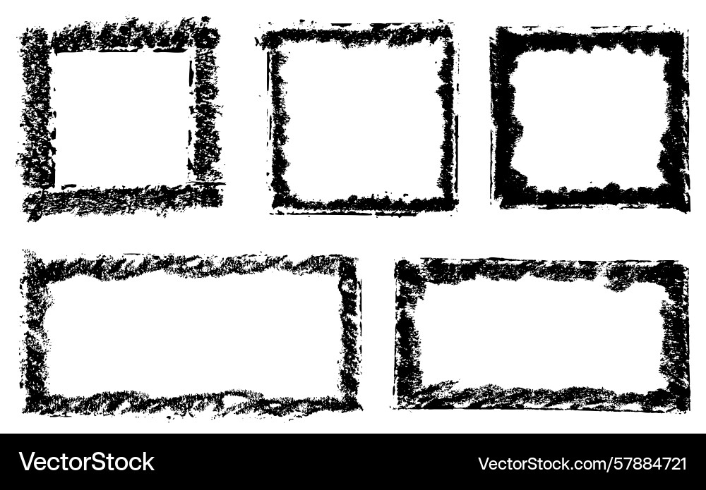 Grunge square and rectangle frame set Vector Image