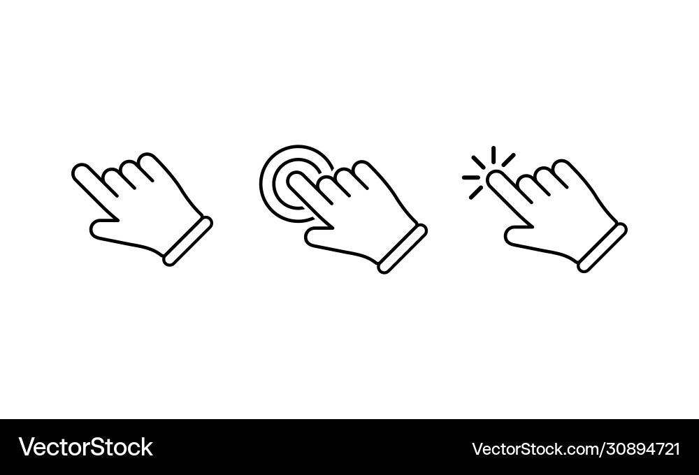 Hand-Cursor-Klicks oder Mauszeiger-Symbole Hand-Cursor-Klicks oder Mauszeiger-Symbole vektorbild