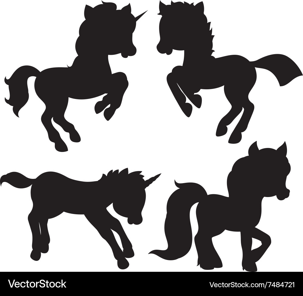 Horse Silhouettes - Unicorns & Horses Vector Image