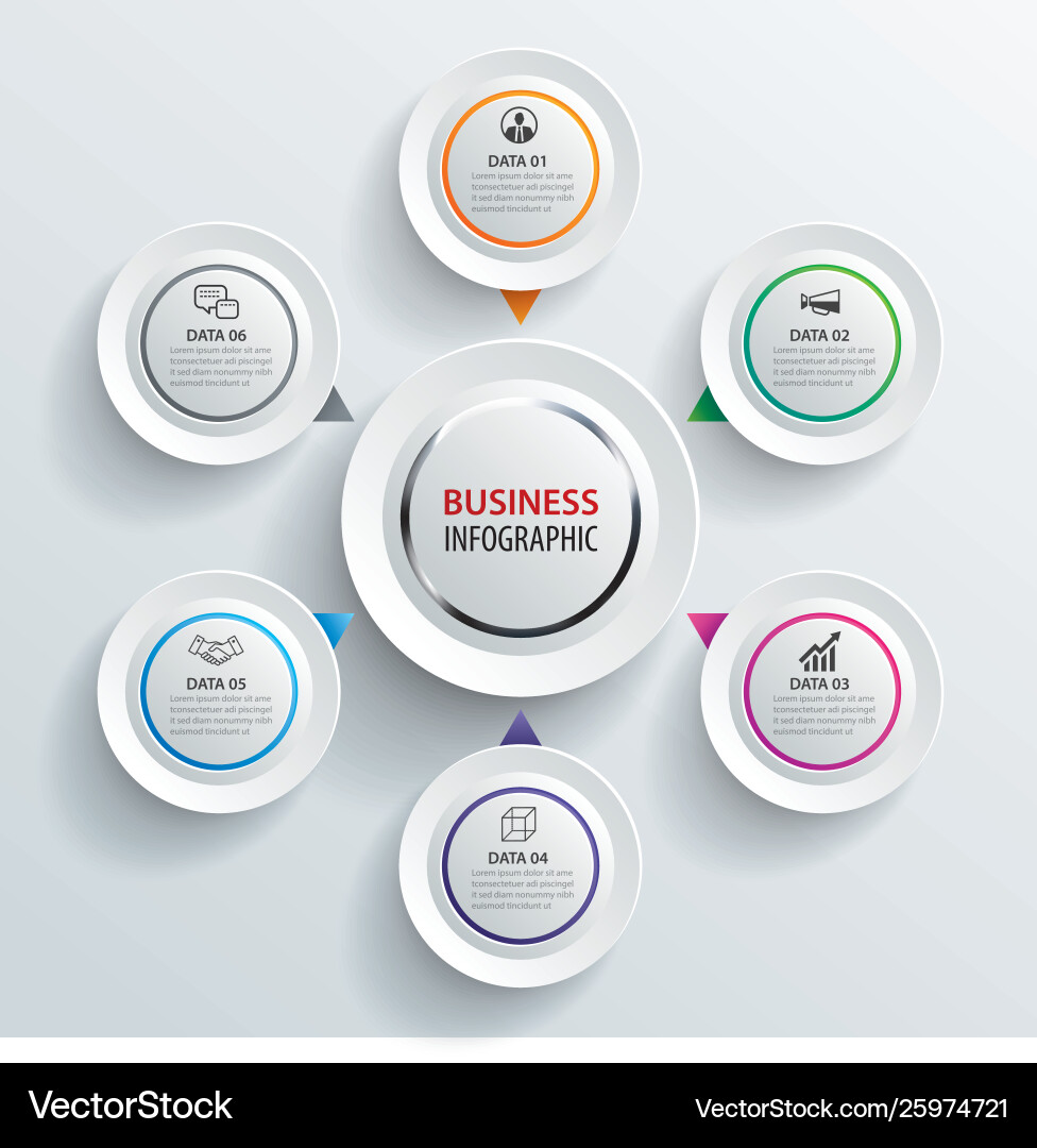 Infographics circle paper with 6 data template Infographics circle paper with 6 data template vector image