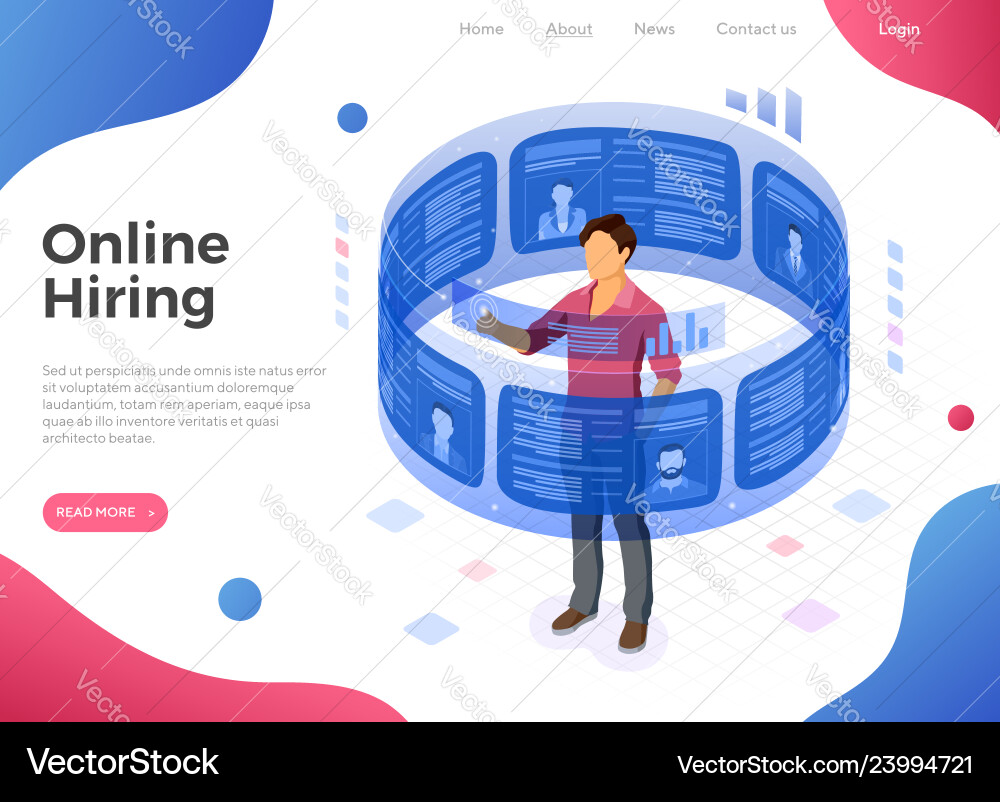 Isometric job agency employment and hiring concept Isometric job agency employment and hiring concept vector image