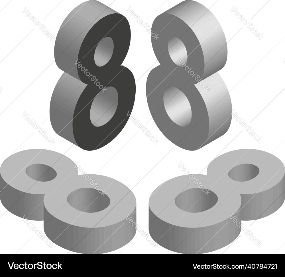 Isometric number 8 template for creating logos vector image