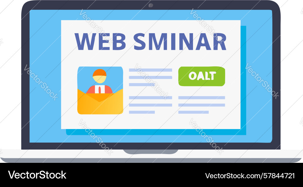 Laptop displaying web seminar and certificate Vector Image