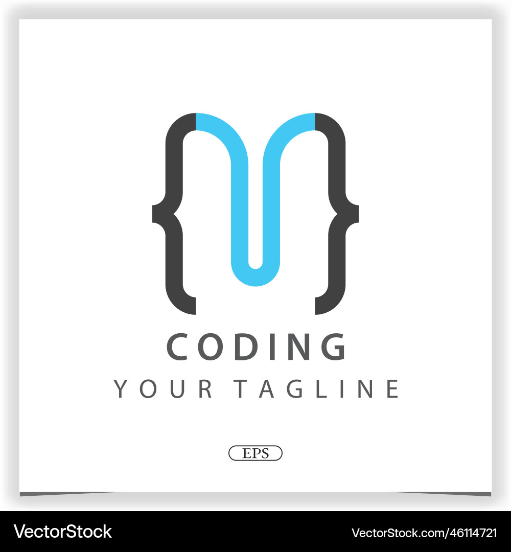 Letter m coding or programmer logo premium vector image
